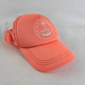 Roxy Trucker Hat Womens One Size Coral Tropical Romance Mesh Snapback Beach